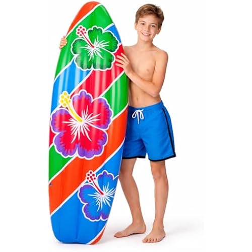 ArtCreativity Luau Surfboard Inflate, Inflatable Surfboard for Beach, Tropical and Luau Party Decorations, Inflatable Pool Toy for Kids and Adults, Beach Party Inflate