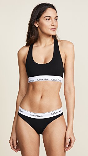 Calvin Klein Women's Polyester & Elastane Non-Wired and Non-paded Bralette Bra (29639810003_Black_Medium) — view 2