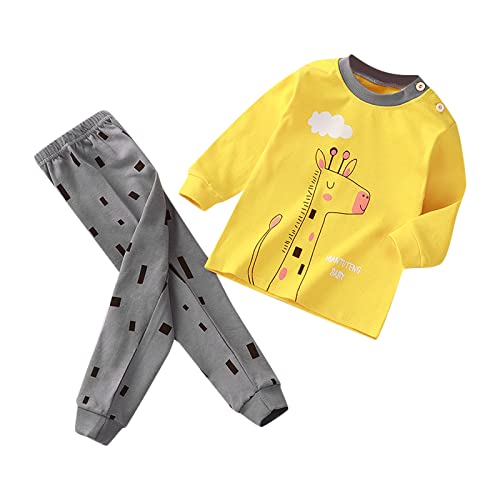 Toddler Kids Boys Girls Long Sleeve Animals Prints Pa𝗷amas Set Giraffe Tops Pants Loun𝗴e Outfit Soft Slee𝗽 N𝐢ghtwear