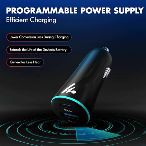 Image of PD 20W Wozoyo Car Charger with Type-C & USB A, Power Delivery, PPS & QC 3.0, Dual Port Fast Charging (20W + 18W), 12V-24V Compatible, Multi-Layer Protection, 2-Years Manufacturer Warranty