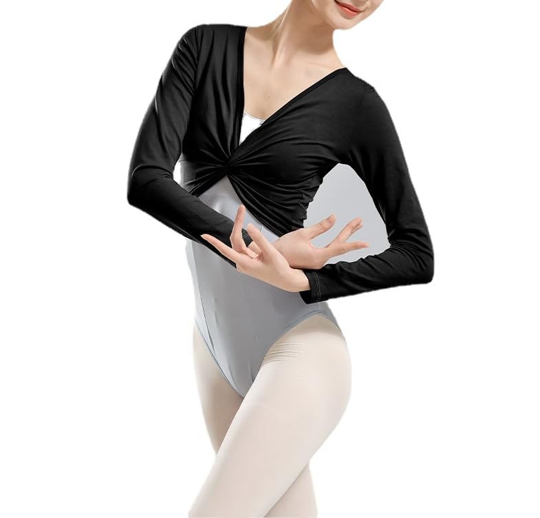 HEARTTOUCH Damen Ballettjacke Wickeljacke Baumwolle Langarm...