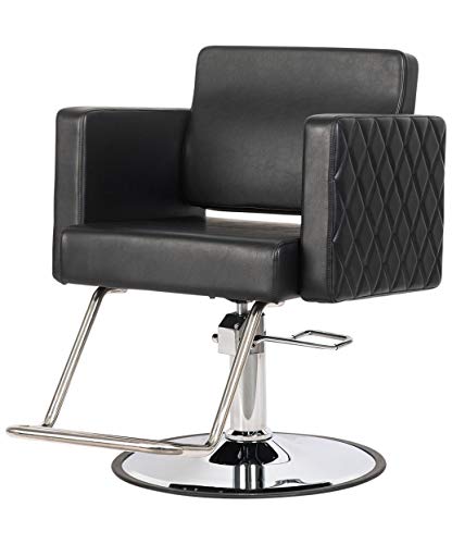 Buy-Rite Diamond Styling Chair for Salons & Spas, Modern Styling Chair with Diamond Stitch Pattern, Extra Wide Seat, Open Seat-Back for Cleaning, Lumbar Support Cushion, NIN-6613