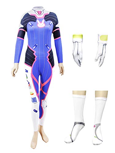 Dazcos Us Size Women's Game Cosplay Costume Blue Bodysuit With Detached Gloves And Socks (Medium) #TOP5