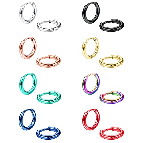 Diamday - Diamday 8 paires de boucles d'oreilles en acier inoxydable chirurgical 316L pour femme et homme - -15%