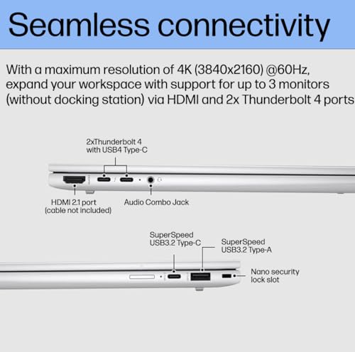 Image of HP EliteBook 1040 G11 Business AI PC Laptop (14 inch FHD+ Touchscreen, Intel 16-Core Ultra 7 165H (> i7-1370P), 32GB DDR5, 1TB SSD), 2x Thunderbolt 4, Backlit, Fingerprint, 5MP IR Webcam, Win 11 Pro