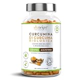 Bio Curcuma Capsule con Pepe Nero e Zenzero 1440 mg | 180 Capsule | 3 Mesi di Fornitura | Fonte di Curcumina e Piperina | Integratore Alimentare Biologico | VitaBright Curcuma Longa Complex