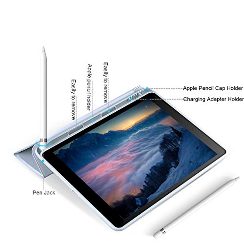 Kenke Ipad 9.7 2018/2017 Case With Pencil Holder, Auto Wake/Sleep Smart Cover With Trifold Stand, Soft Tpu Back Cover, Lightweight Shockproof Case For Ipad 9.7 Inch 6Th/5Th Generation, Light Blue #TOP4