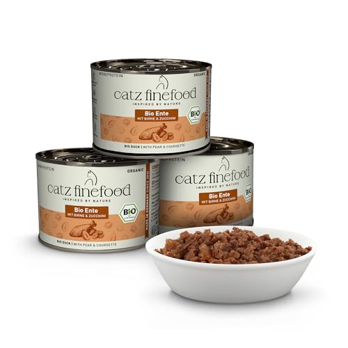 catz finefood Bio Katzenfutter Ente - N° 505 - Nassfutter für Katzen - 6 x 200 g - Ohne Getreide & zugesetzten Zucker (1,2 kg)