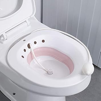 PERPART Sitz Bath for Adults | Fits All Toilet Seats | Pump Flusher for Fissure, Pregnant Women, Postpartum Care, Hemorrhoids Inflammation Treatment | Piles Tub for Hot Water Bathing | Sitz Bath Tub for Post Delivery (Multicolour)