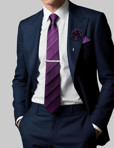 Image of DiBanGu Silk Zipper Ties for Men, Formal Pre-tied Necktie