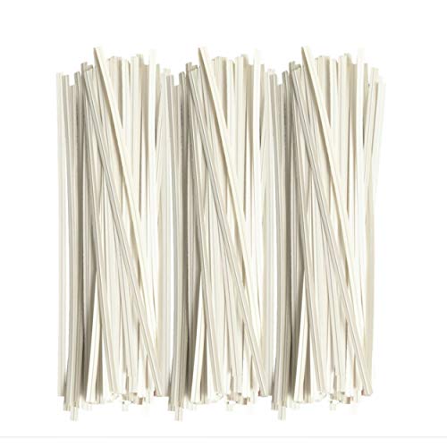 Twies 5 Inch Paper Twist Ties 200 Pcs | Reusable Bread Ties for Party Cello Candy Coffee Treat Bags Cake Pops - White