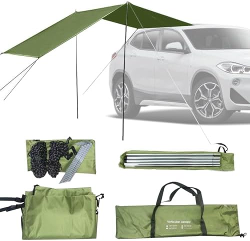 Tenda da Sole per Auto 440x200cm, Tendalino per Portellone Posteriore, Tettoia per Roulotte, per SUV e Esterni