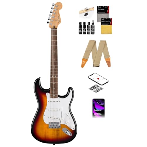Fender Standard Stratocaster - 3-Color Sunburst Bundle with Strap, Guitar Cleaning Kit and Austin Bazaar Instructional Video