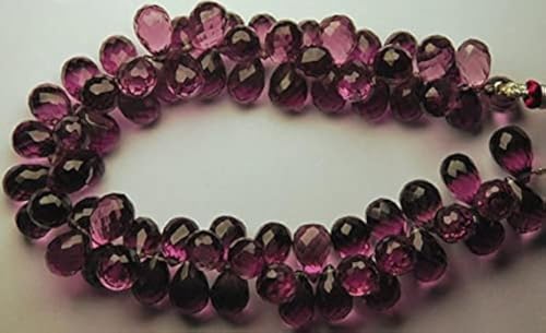 Kunzite rose briolette goutte facettée pour création de collier en perles