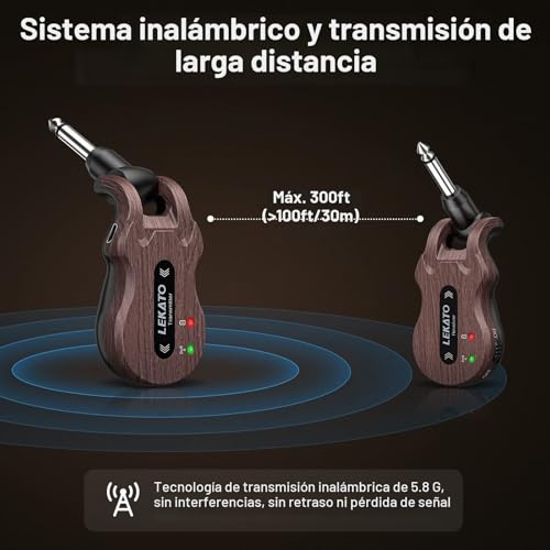 Miniatura 3 de Lekato 5.8ghz Inalámbrico Guitarra Guitarra Transmisor Receptor Sistema De Guitarra Inalámbrico Recargable Audio Digital Guitarra Bajo Sistema Para Guitarras Bajo