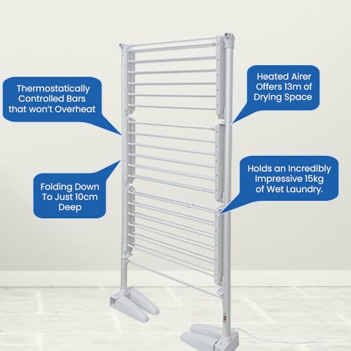 1ABOVE 4 TIER Foldable Heated Clothes Airer - 300W,1.8m Cable, Low Running Costs, Clothes Drying Rack for Indoor Outdoor - Image 4