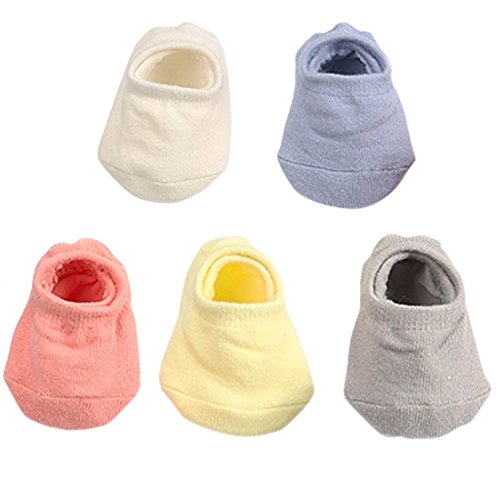 5 Pairs Baby Girls Boys No Show Socks Non-Skid With Grippers, Unisex Newborn Seamless Half Cushion Low Cut Socks, Anti Slip Socks For Infants Toddlers #TOP2