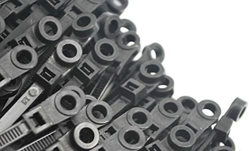 100 PERFECT VISION BLACK MOUNTING HOLE CABLE TIE ZIP WRAPS 7" SATELLITE/CABLE CT7BLK-MH (Original Version) - Thumbnail 2