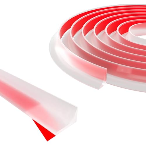 LAINIKE 2M Dusche Schwallschutzleiste Silikon Wasserstopper Dusche Schwallschutz Schwallschutzleiste Dusche Selbstklebend Transparent Duschschwelle für Küchen Bäder Waschbecken (Transparent)