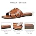 Gorfen Women's Dressy Flat Sandals Brown Leather Slip On Summer Slide Sandals Size 8