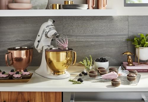 Image of KitchenAid 5 Quart Stand Mixer Stainless Steel Bowl 4.5 or 5 Q Tilt Head Stand Mixer, KSM5SSBRG Radiant Gold