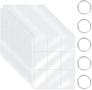 OSDUE 540 Pockets Double-Sided Trading Card Sleeves, 30 Sheets Transparent Game Card Holder, 11 Holes Adjustable According to Trading Card Album for Pichu Trading Cards
