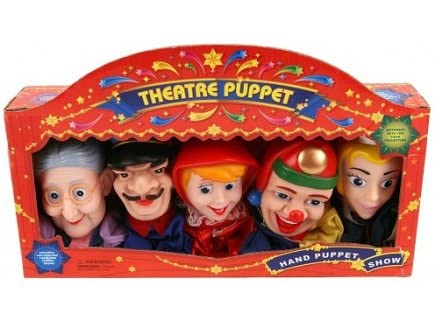Coffret 5 marionnettes à Main (1 Grand-mère, 1 Gendarme, 1 Petit Chaperon Rouge, 1 Princesse et 1 Fou du Roi - Set Accessoire théâtre + 1 Carte Offert
