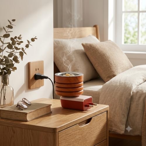 Image of Sheesham Wooden Kapoor Dani, Pooja Camphor Diffuser for Home Bakhoor Burner Puja Kapoor Dani Electric Kapoor Dani for puja Kapoor Machine Diffuser