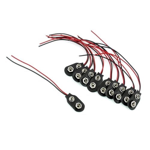 50 pezzi Clip Batteria con Nero Connettore Terminale Resistente per Alimentazione LED e Dispositivi Elettronici