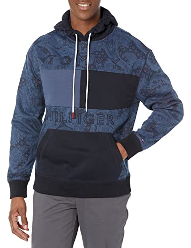 Tommy Hilfiger Men's Adaptive Paisley Hoodie With Magnetic Closure