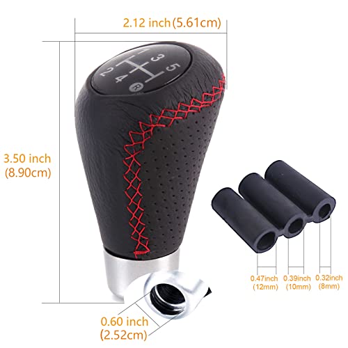 Arenbel Leather Stick Shift Knob 5 Speed Car Gear Shifting Shifter Lever Knobs Head Fit Most Manual Vehicle, Black Leather #TOP2