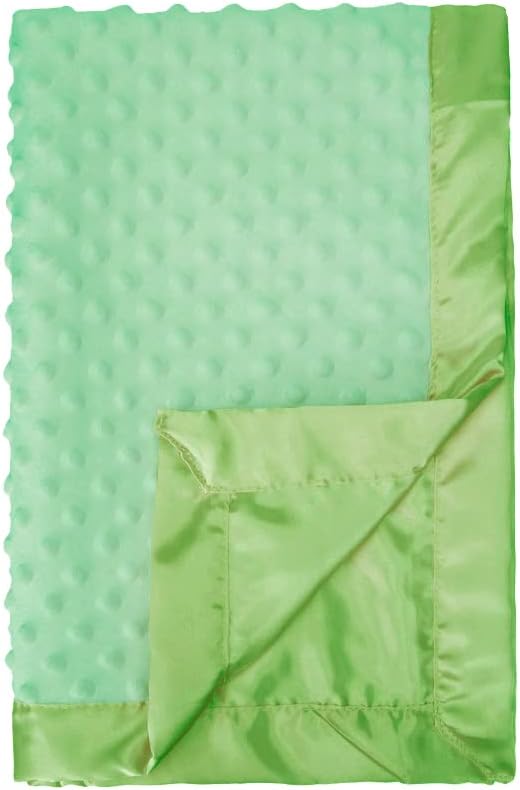 Pro Goleem Baby Soft Minky Dot Blanket with Satin Backing Baby Gifts for Boys and Girls (Green, 30’’ x 40’’)