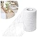 Tischläufer Weiß 15cm x 22m, Spitzenstoff Deko Tischband Abwaschbar, Exquisit Spitze Tischläufer Weiss, Weiß Spitzenband Tischlaufer Rolle für Taufe Kommunion Festliche Hochzeitsdeko