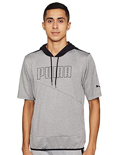 Image of Puma Men's Train Lightweight SS Hoodie, Grey, X-Small