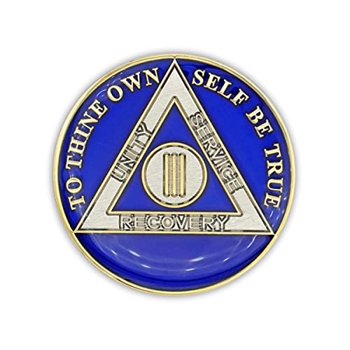 3 Year Sobriety Coin | Triplate AA Chip Recovery Anniversary Token (Blue) - Image 3