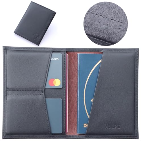 Portafoglio passaporto in vera pelle per uomo e donna nero Minimalista