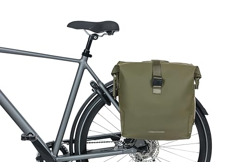 Basil Soho Mik Borsa Da Bicicletta Doppia Impermeabile In Poliestere Riciclato, Con Luce Led E Piastra Adattatore Mik, 41 L, Verde, Ideale Per Viaggi E Tempo Libero - 2