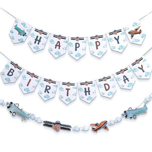 Oudain Vintage Airplane Banner and Garlands