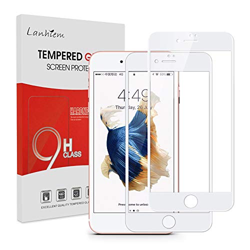 Lanhiem Verre Trempé Compatible avec iPhone 6S / iPhone 6, [Couverture Complète] [Garantie à Vie] Film Protection écran en Verre Trempé Ultra Résistant Dureté 9H, [2 pièces] Blanc