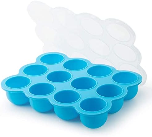 Samuelworld Baby Food Storage Container, 12x74ml - 12 Portions Freezer Food Tray with Lid - BPA Free - Perfect for Homemade Baby Food, Breast Milk Storage, Vegetable & Fruit Purees - Blue