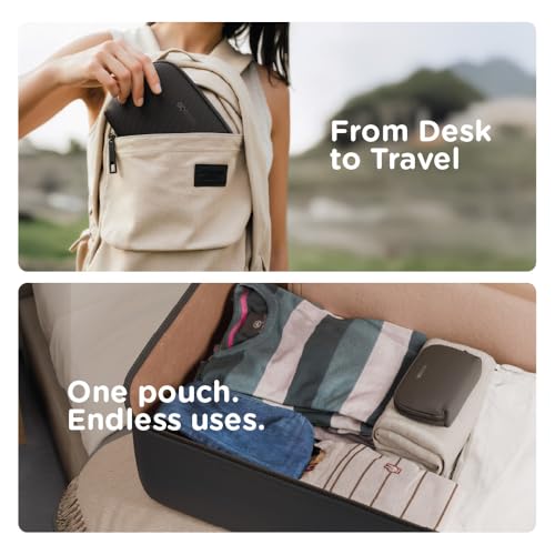 Image of eo Tech Organizer Pouch for Travel | Cable Organiser Bag for Charger, Laptop Accessories, Gadget, Electronics, Power Bank, Toiletry & Personal Care Storage Case (Black, Tech Pouch)