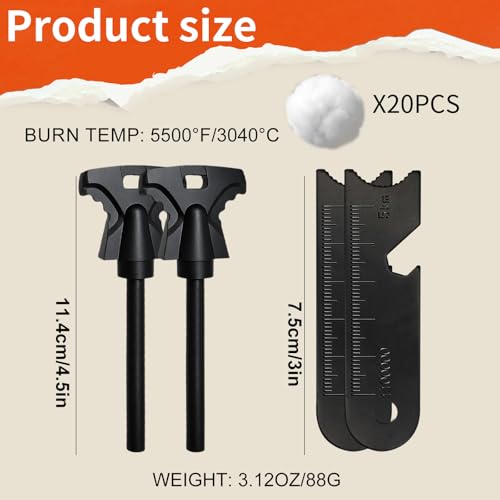Magnesium Fire Starter with Striker, High Temp Magnesium Rod, Fire Starters for Survival Fire Steel Fero Rod, for Camping, Hiking and Emergency - Image 4