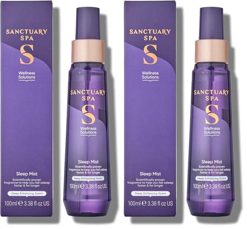 Image of Sanctuary Spa Pillow Sleep Spray, Violet Jasmine and Sandalwood, No Mineral Oil, Cruelty Free and Vegan, 100 ml (Pack of 2)