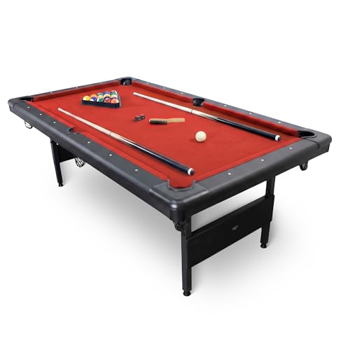 Hathaway Fairmont 6 Ft Portable Pool Table, Black with Red Felt