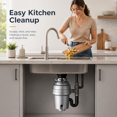 EliteEdge Garbage Disposal – 3/4 HP Continuous Feed Food Waste Disposer, Silver, Easy Install Kitchen Sink Garbage Disposal Unit with Accessories by EliteEdge - Used condition - Image 2