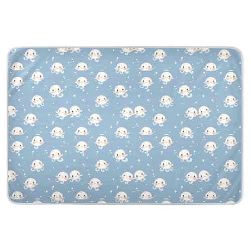 Mar Invertebrados almohadillas de entrenamiento azul pastel para niños almohadillas de protección de sábanas absorbentes suaves almohadillas de pañales lindas para bebés y niños pequeños, 132 cm L x