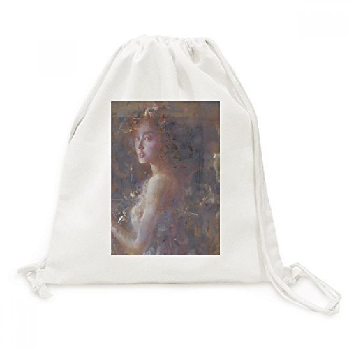Sac à cordon Xjj Jade peinture à l'huile toile voyage