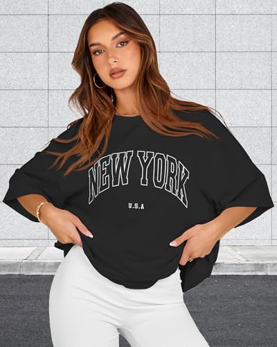 rosemia Oversized Tshirts for Women Summer Short Sleeve Round Neck Graphic Tee Shirt4