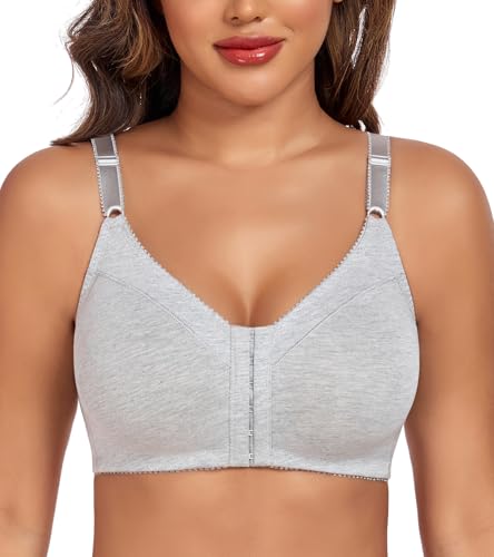 DotVol Women's Front Closure Cotton Wireless Unlined Comfort Everyday Bra4