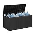 MIRAFIT Resin Deck Box, 120 Gallon Large Outdoor Indoor Patio Storage Box Waterproof, Outside Storage Bin for Patio Furniture Covers, Cushion Pillows, Towels, Garden Tools, Black
